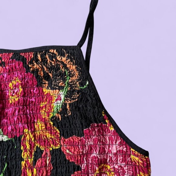 Xhilaration Pink & Black Floral Ruched Crop Tank – Size Small - Picture 3 of 8